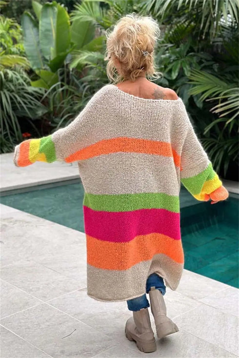'Inara' V-Neck Long Sleeve Sweater Dress - Celes Fashion